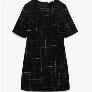 Zara black tweed like mini dress